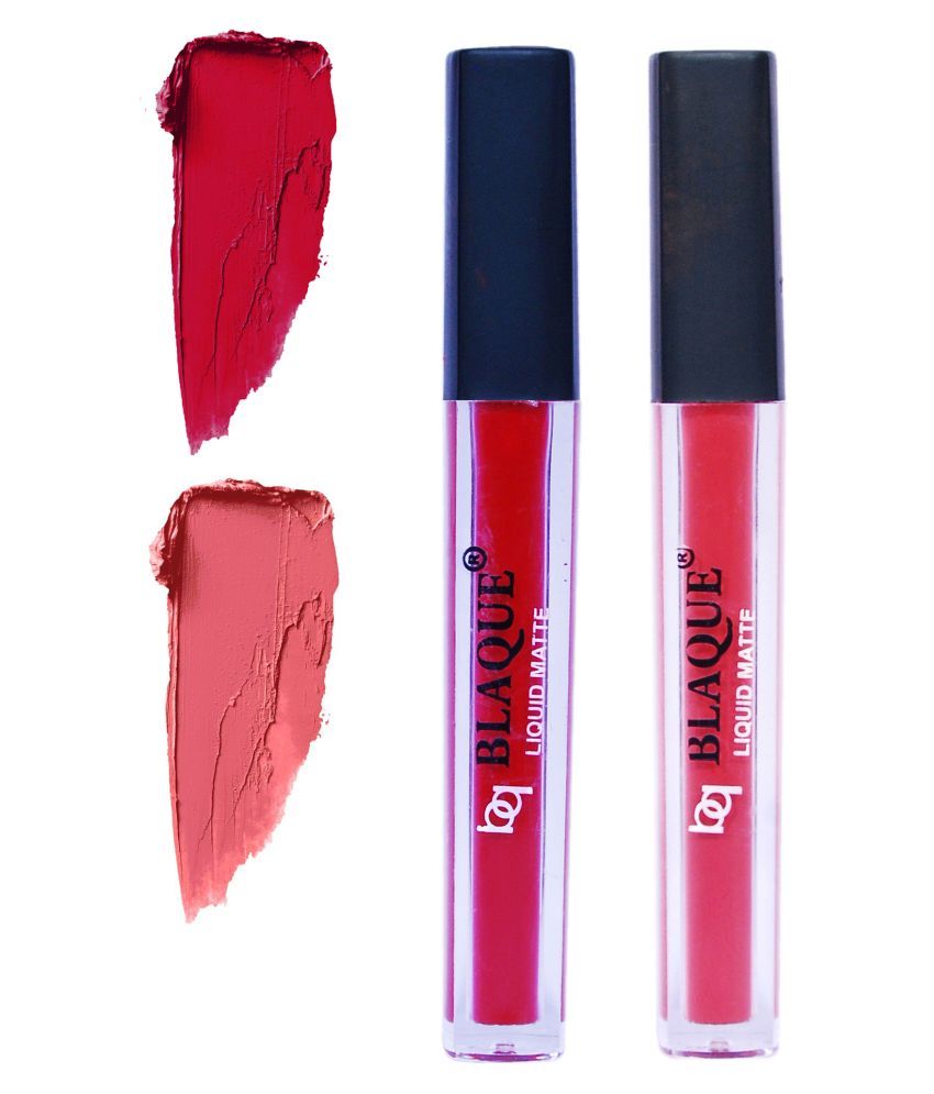     			bq BLAQUE Matte Liquid Lipstick Combo Set of 2 Pcs 4ml each, Long Lasting & Waterproof - Dark Pinkish Red & Pinkish Peach