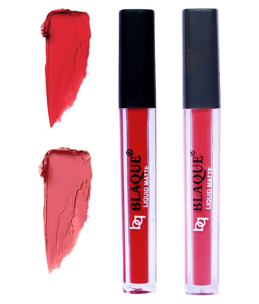     			bq BLAQUE Matte Liquid Lipstick Combo Set of 2 Pcs 4ml each, Long Lasting & Waterproof - Orangish Red & Pinkish Peach