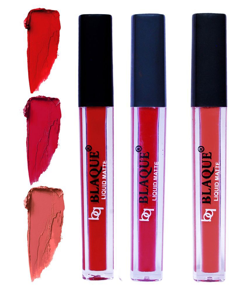     			bq BLAQUE Matte Liquid Lipstick Combo of 3 Lip Color 4ml each, Waterproof - Red, Dark Pinkish Red, Dark Coral