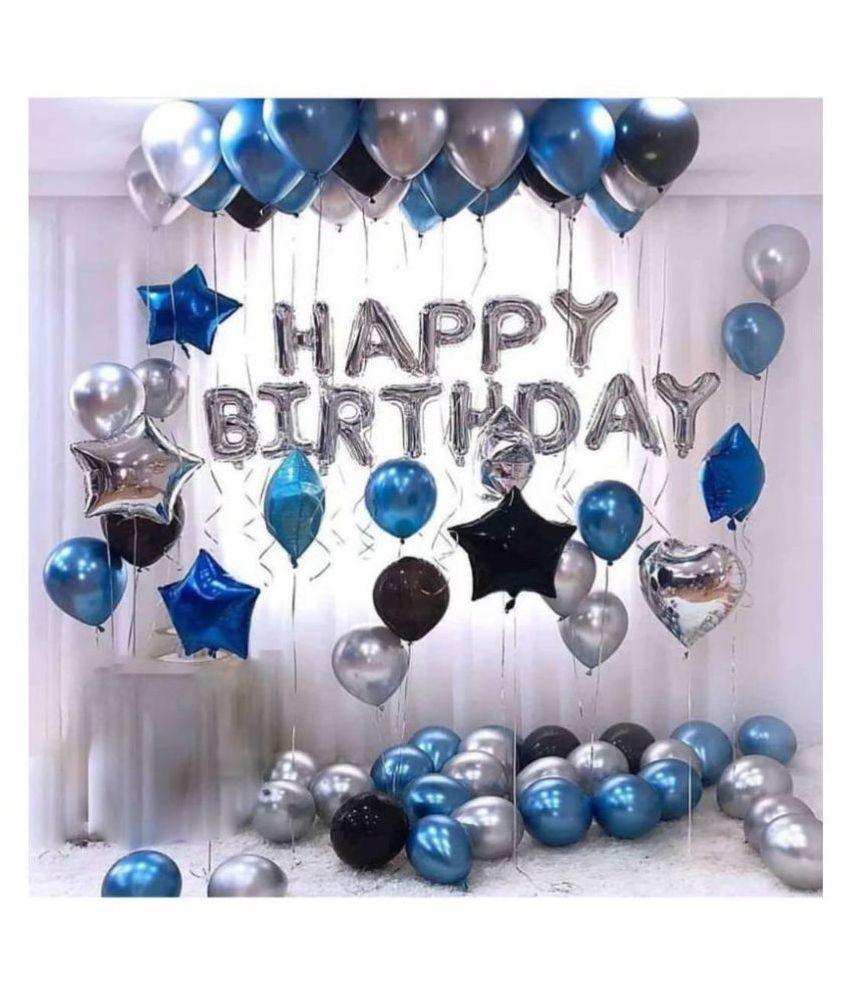 Happy Birthday Letter Foil Silver Balloon 13 Pcs Pack Of 30 HD