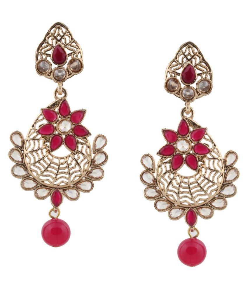     			Piah Fashion Gold Plated  Full LCT & Pink  Earring For Women and Girl