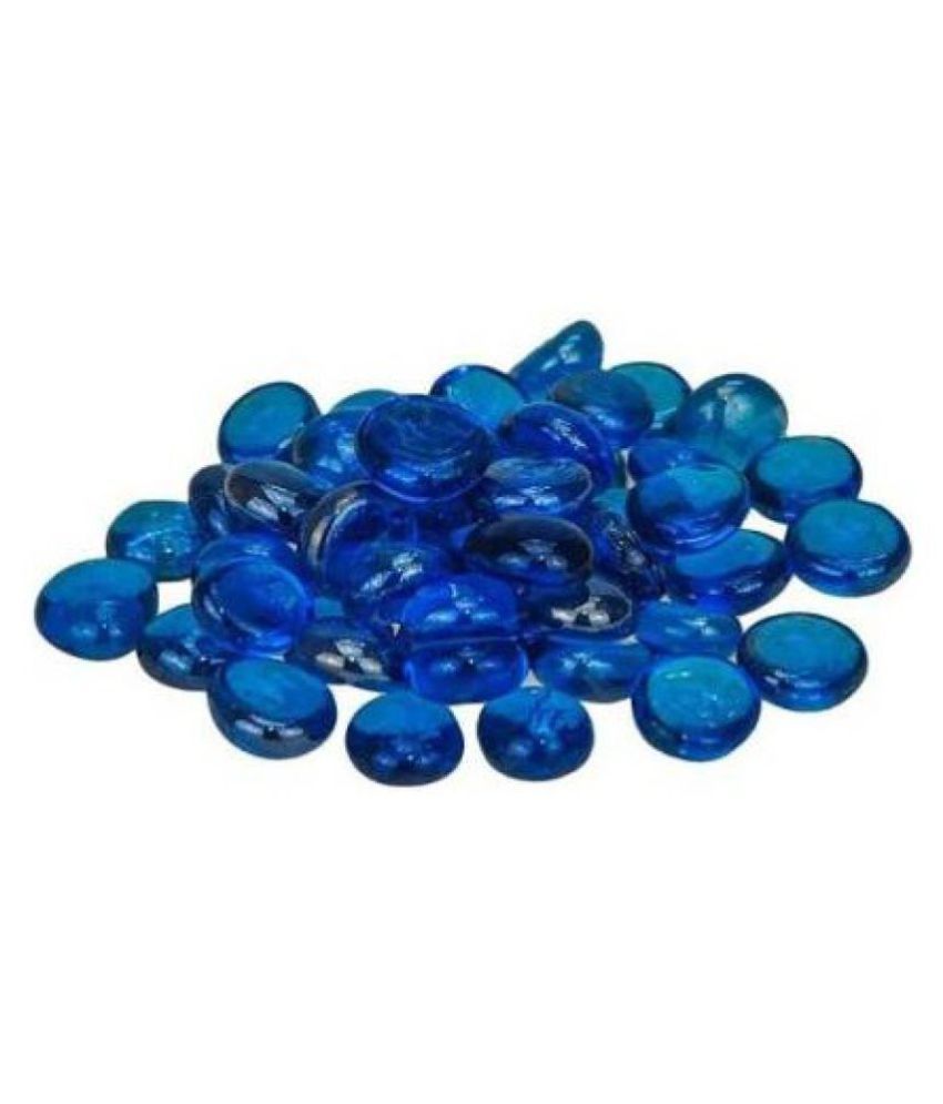 Glossy Home Decorative And Aquarium Glass Pebbles 250 Gms Polished Round Crystal Pebbles Blue