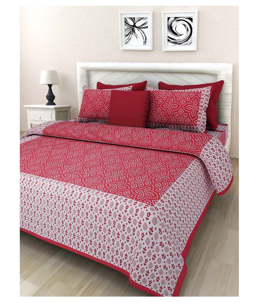     			Frionkandy Cotton Double Bedsheet with 2 Pillow Covers