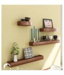 Home Sparkle Floating Shelves Brown Wood - Pack of 4