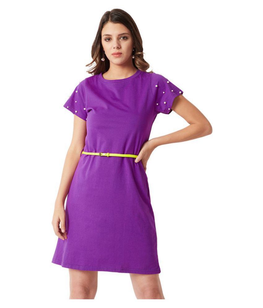     			Miss Chase Cotton Purple Shift Dress