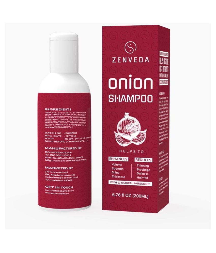 Zenveda Red Onion Shampoo All Hair Types For Hair Growth And