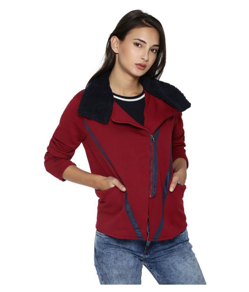     			Campus Sutra Cotton Maroon Quiltted Jackets