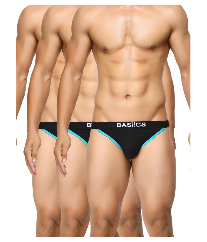     			BASIICS By La Intimo Pack of 3 Cotton Men's Briefs ( Black )