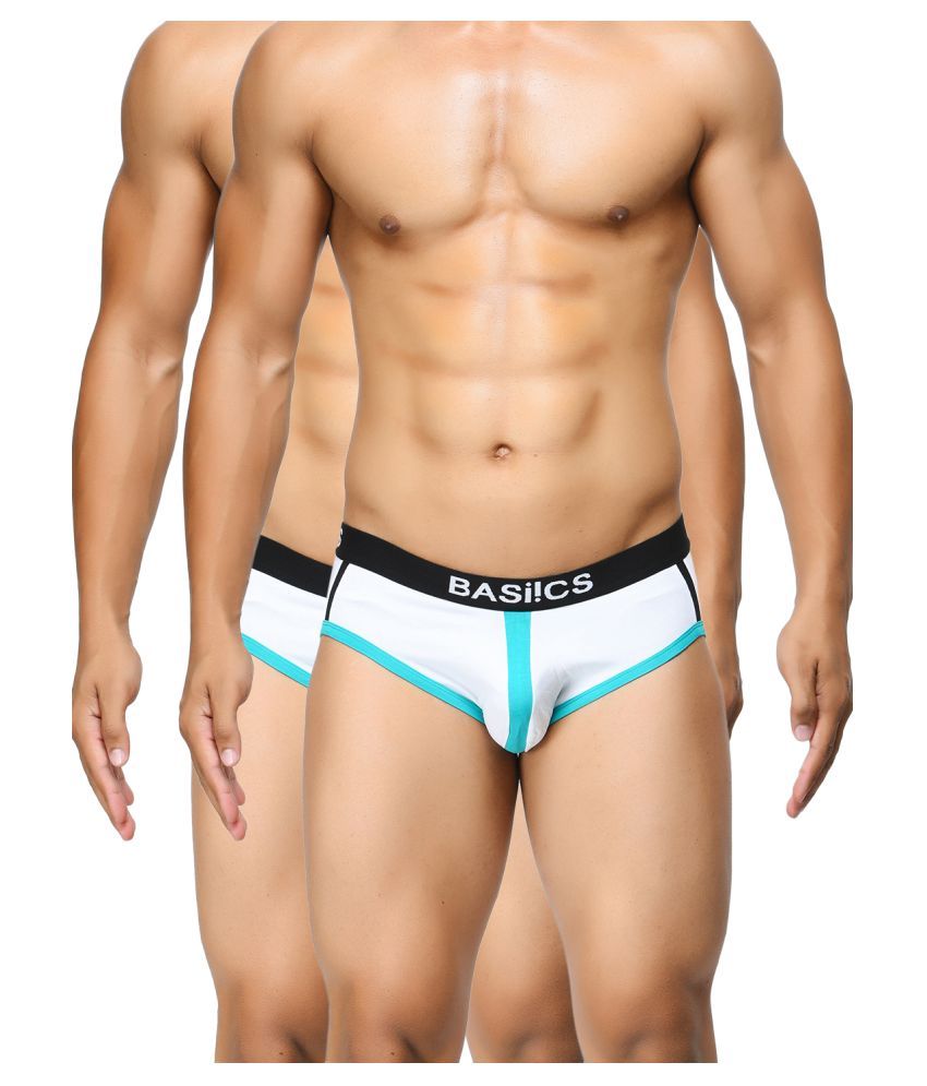     			BASIICS By La Intimo Pack of 2 Cotton Briefs For Men's ( White )