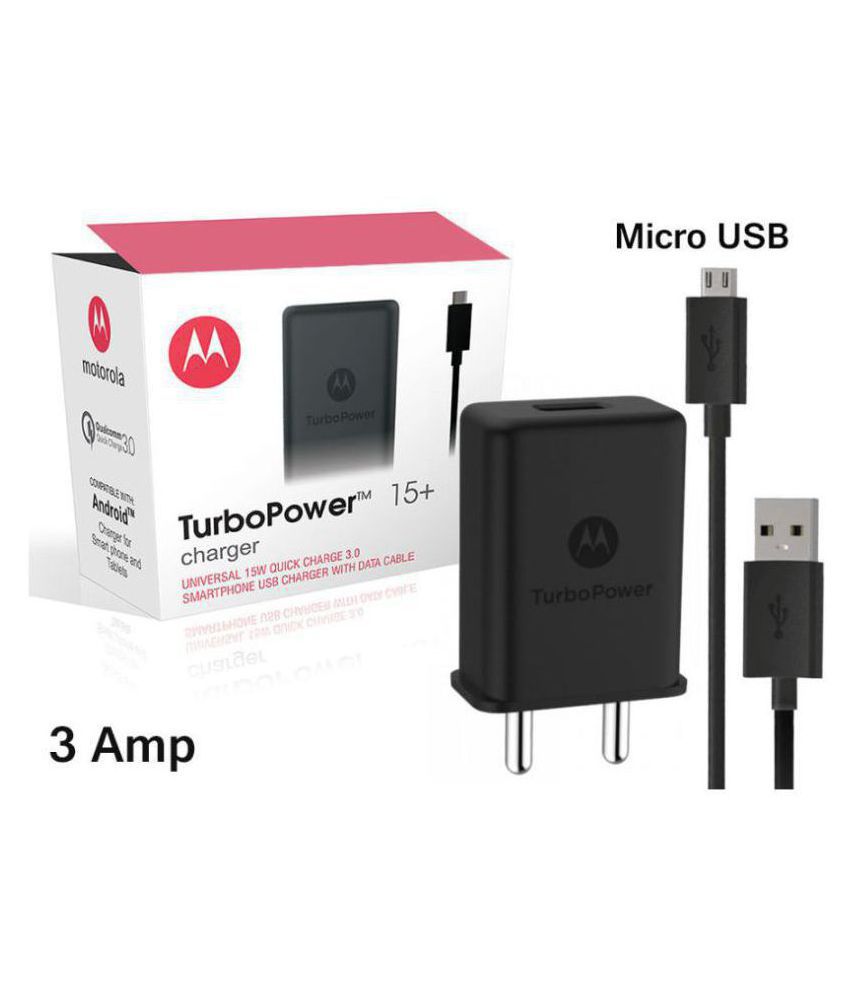 Motorola 3A TurboPower Wall Charger with Micro USB Cable - SC-25 for moto e4 plus, moto g4 plus, moto g5s plus, e3, moto g5 plus, moto g4 plus, moto e4, moto x play, Xiaomi, mi, samsung, lenovo, vivo, oppo