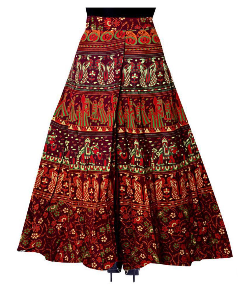 Buy Mudrika Cotton Wrap Skirt - Maroon Online at Best Prices in India ...