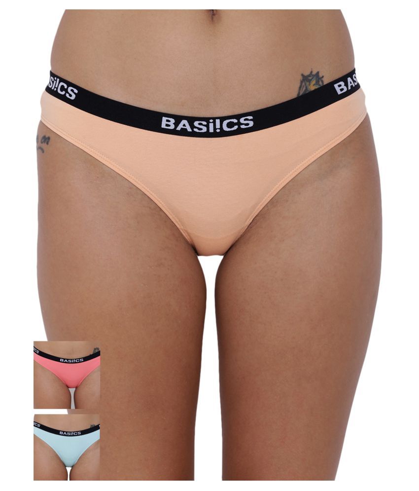     			BASIICS By La Intimo Pack of 3 Cotton Women's Briefs ( Multi Color )