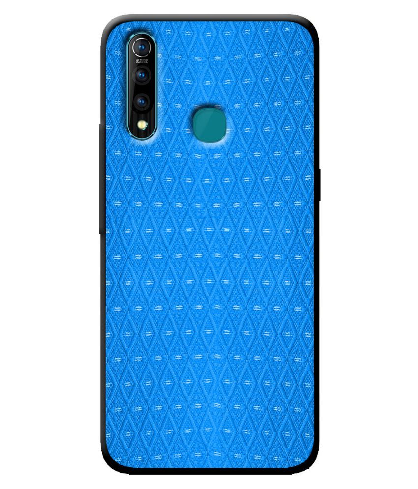 Vivo Z5x Soft Silicon Cases Cellmate - Assorted Sky Blue Checks Pattern ...