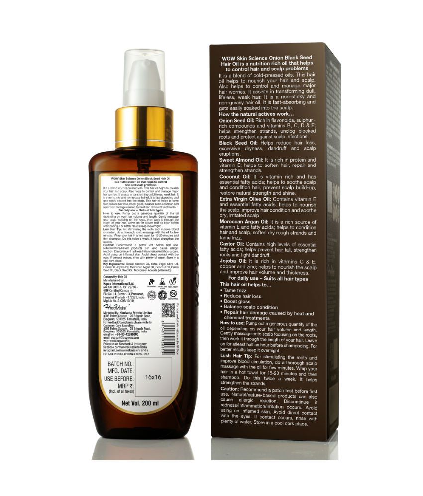 Buy WOW Skin Science Onion Black Seed Hair Oil-200 mL Online at Best Price  in India - Snapdeal