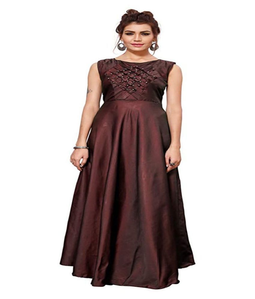 Aditya Designer Maroon Satin Gown - Buy Aditya Designer Maroon Satin ...
