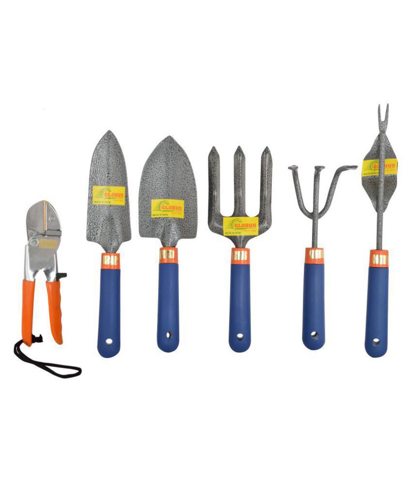 GLOBUS 580 Steel Manual Gardening Tool Set/ 5 pcs And PRUNER (Pack of 6 items)