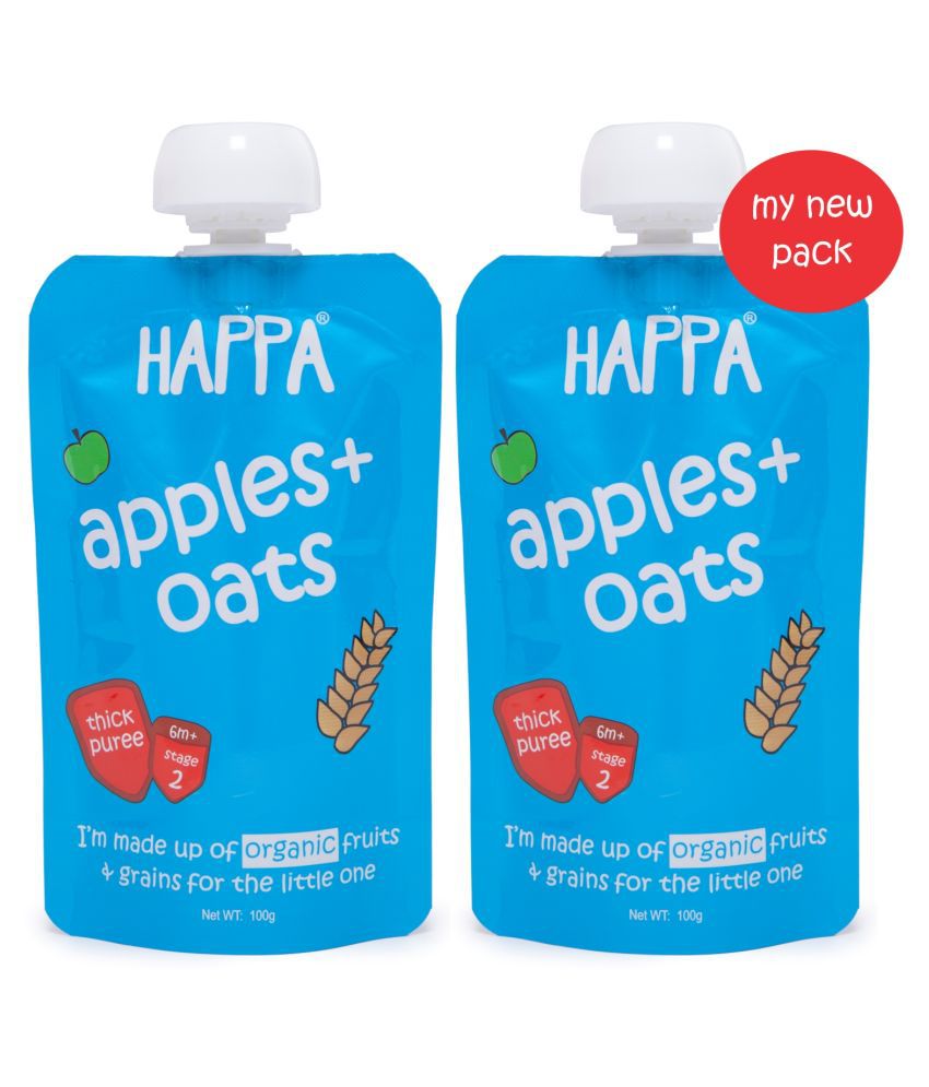 Happa Organic Apple + Oat puree,Stage 2 Snack Foods for 6 Months + ( 200 gm )