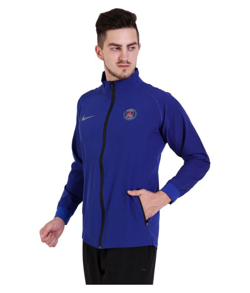 nike blue polyester terry jacket