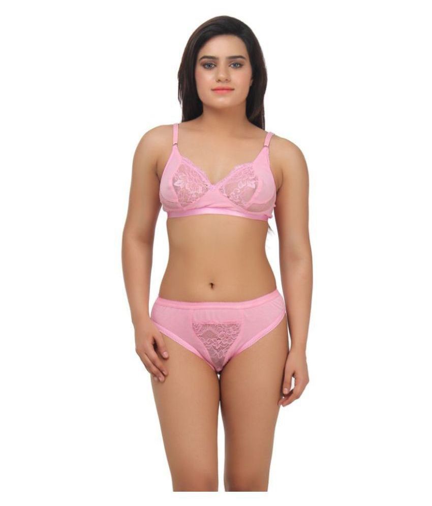     			TCG Pink Cotton Lycra Bra & Panty Set