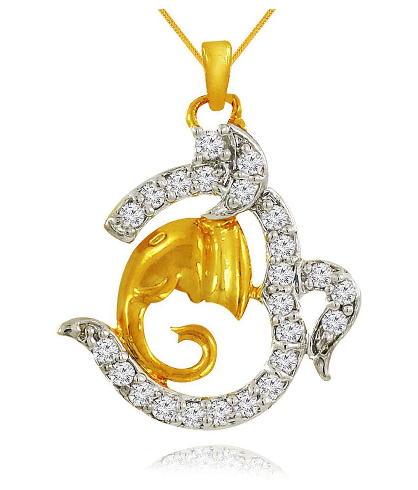     			Spargz Temple Daily Wear Spiritual Brass Gold Cubic Zircon Pendant For Women AIP 045