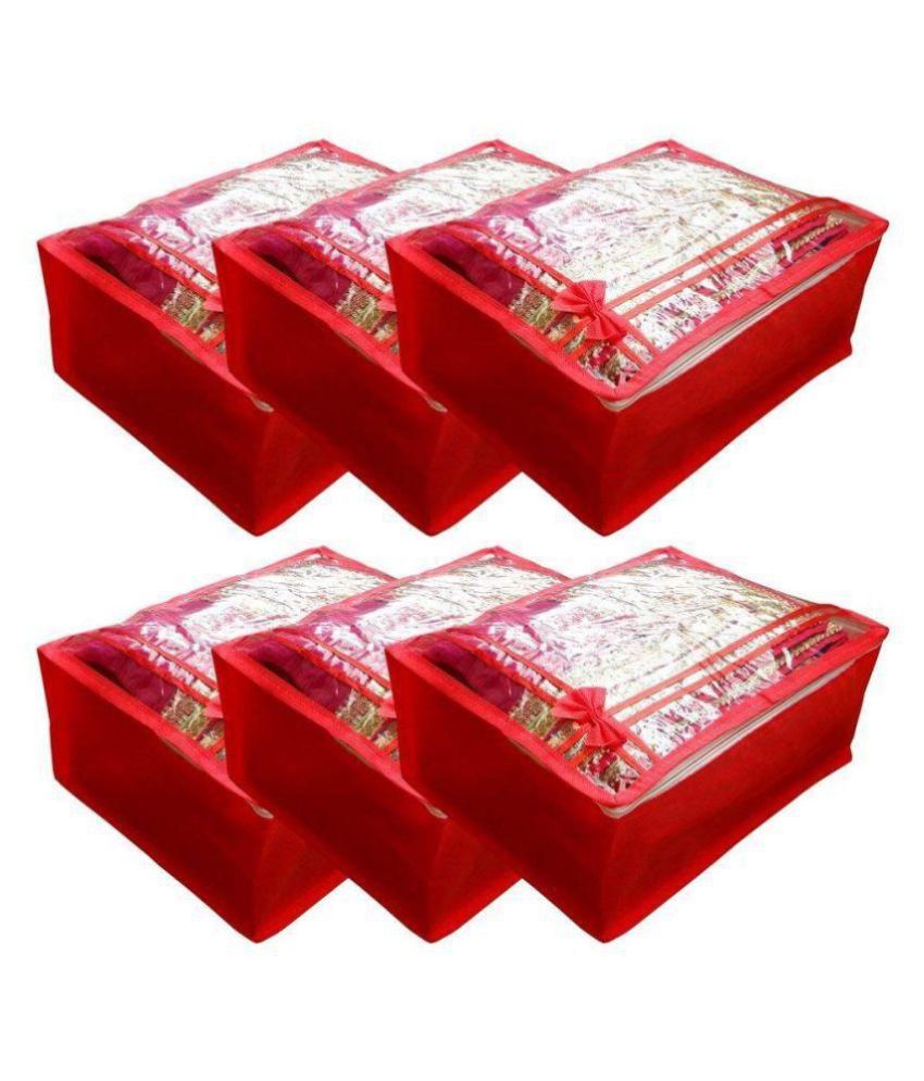 PrettyKrafts Red Saree Covers - 6 Pcs