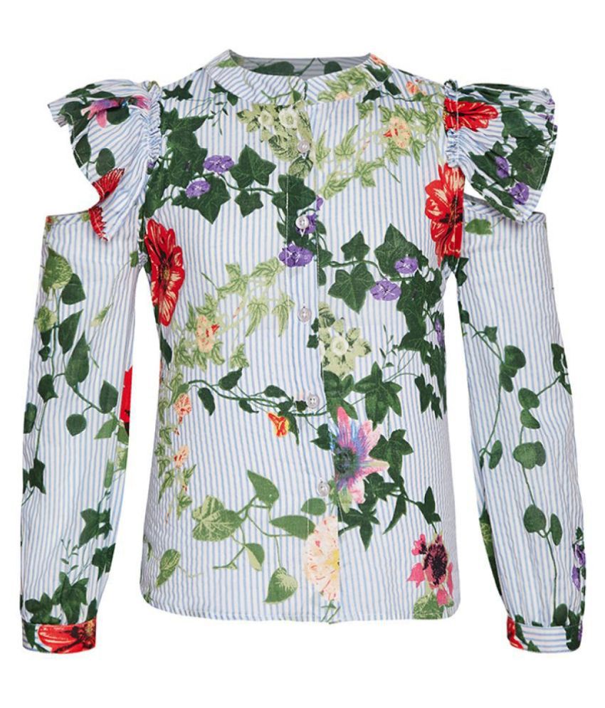 Girl Floral Printed Puff Sleeve Shirt - Buy Girl Floral Printed Puff ...