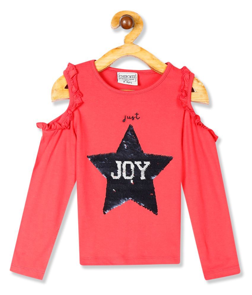 red sequin cold shoulder top