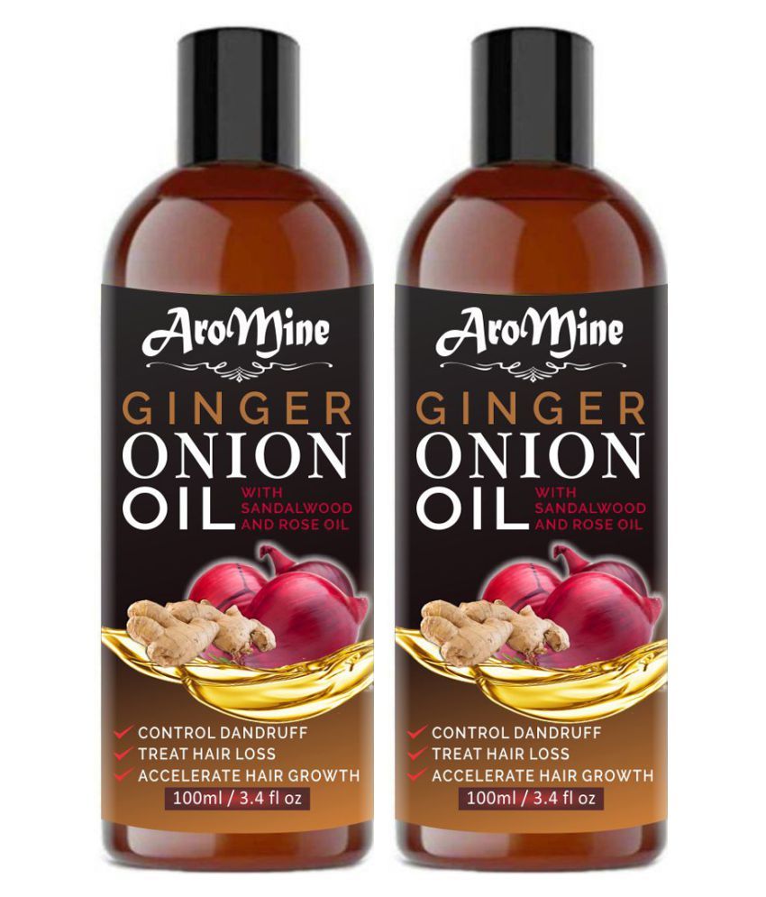     			Aromine Premium ONION & GINGER OIL- Treat Damaged Hair loss 200 mL Pack of 2