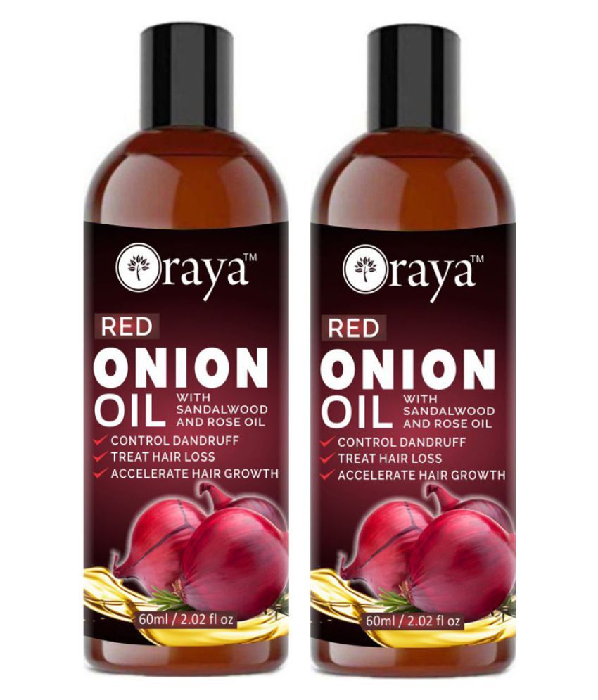     			ORAYA Red ONION Hair Oil -Blend 18 Natural For Hair Growth- 120 mL Pack of 2