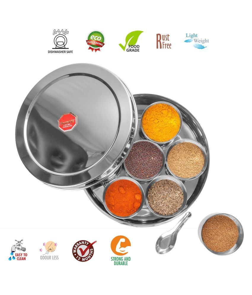 Sumeet Stainless Steel Spice Container Set of 8 1100 mL Buy Online at