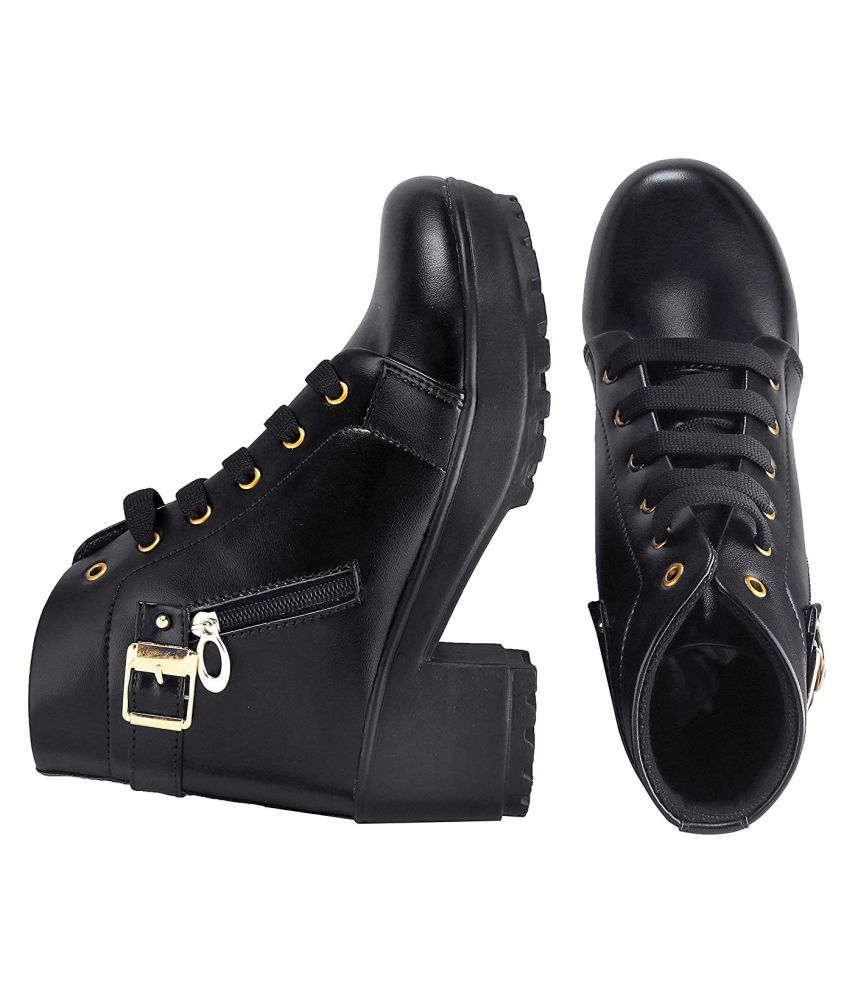 black ankle length shoes