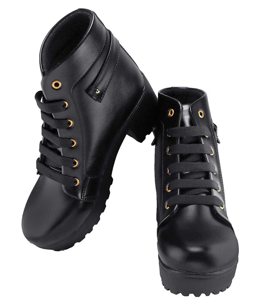black ankle length shoes