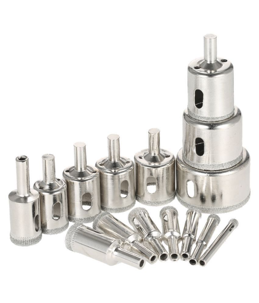 15pcs 6-50mm Diamond Coated Hole Saw Marble Glass Tile Drill Bit Cutter Set Tool