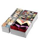 House of Quirk Set of 4 Foldable Storage Box Drawer Divider Organizer Closet Storage for Socks Bra Tie Scarfs (Linen Light Grey)