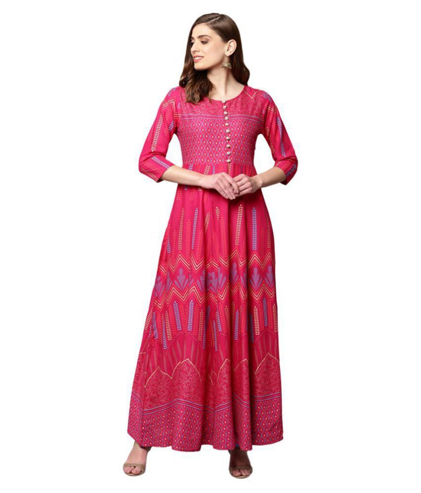 pink cotton anarkali