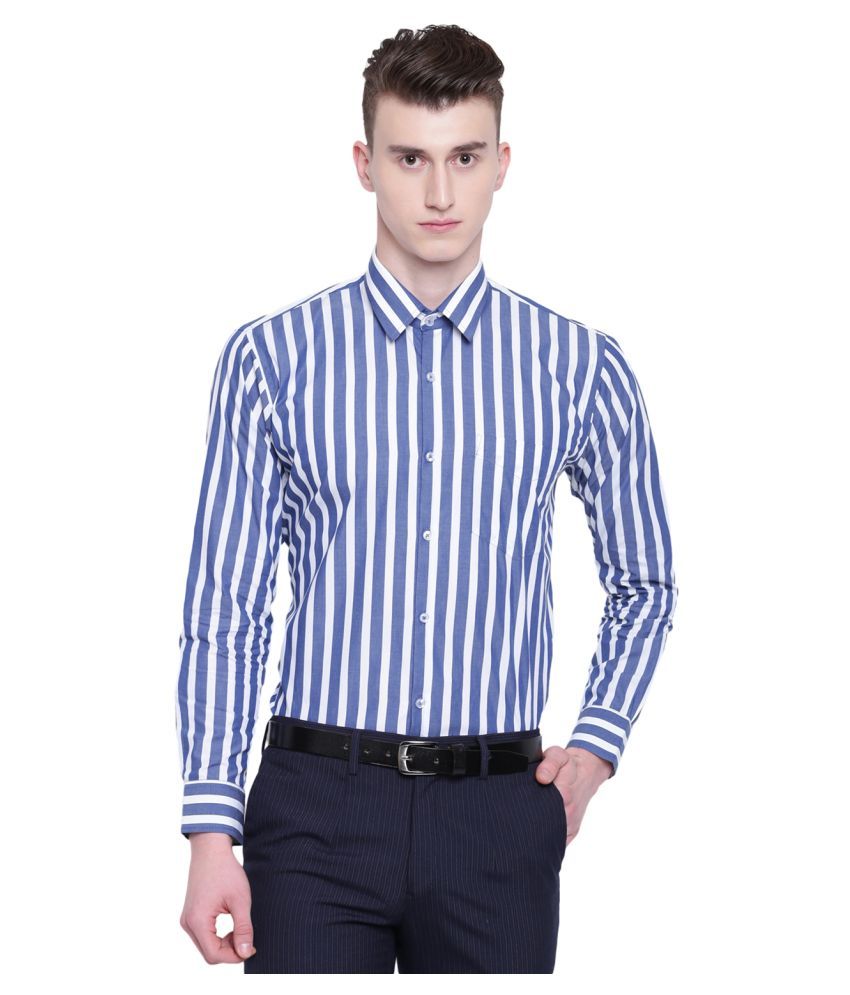 blue striped formal shirt