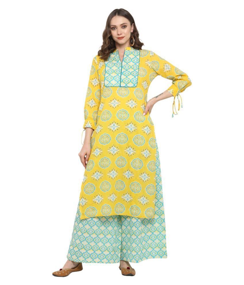     			Antaran Cotton Kurti With Palazzo - Stitched Suit