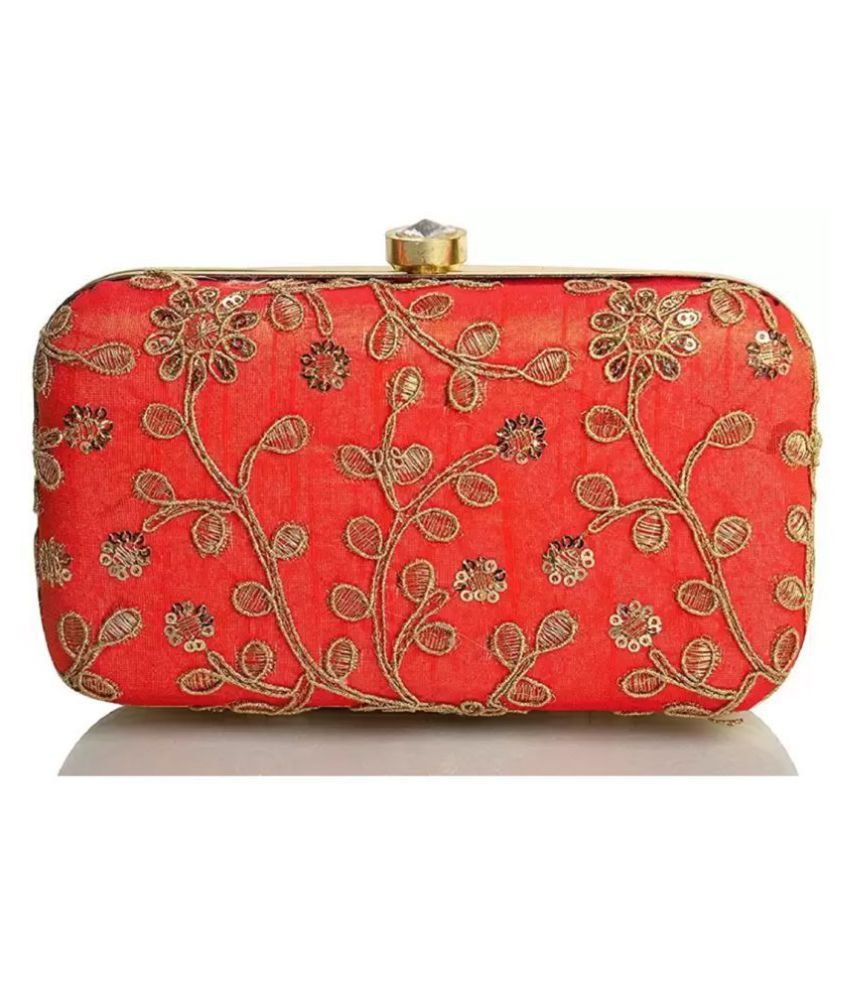 Buy Branded Bebe Orange Canvas Box Clutch At Best Prices In India Snapdeal