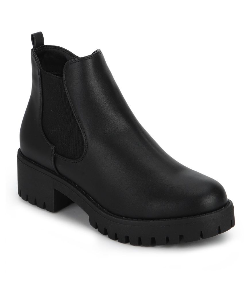 Truffle Collection Black Ankle Length Chelsea Boots Price in India- Buy ...