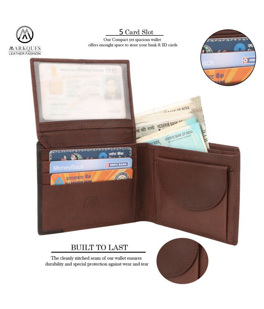 MARKQUES Leather Brown Formal Regular Wallet: Buy Online at Low Price ...