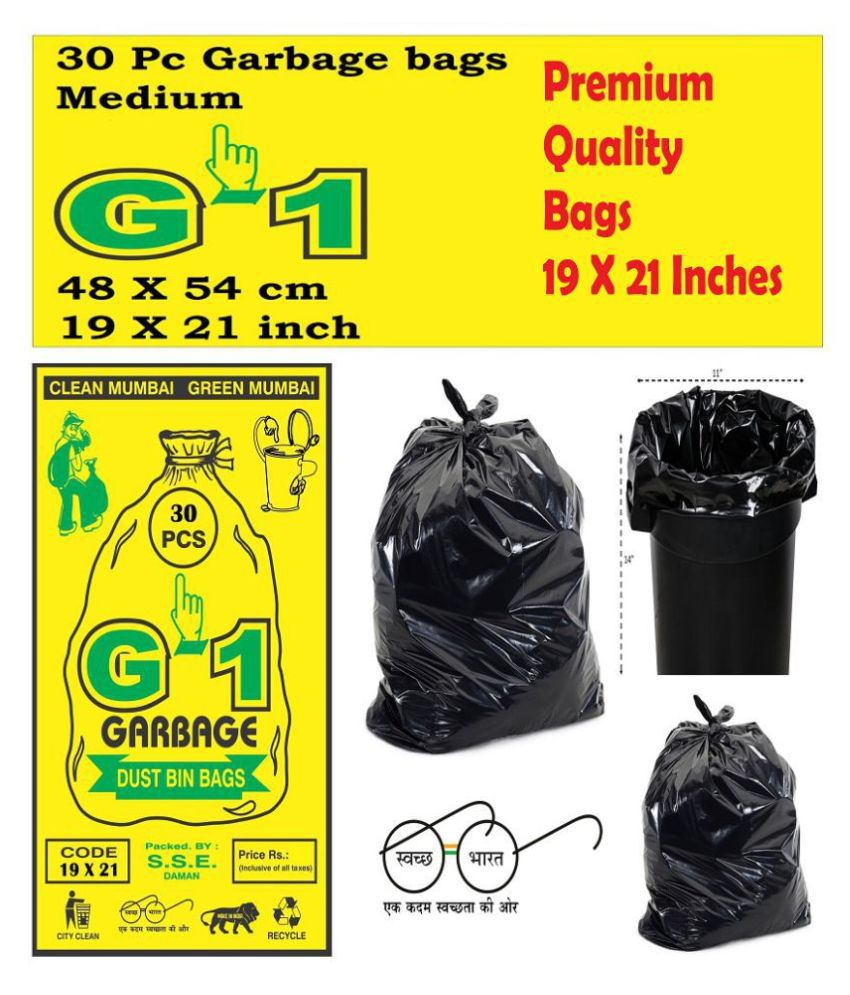     			Premium Quality Garbage Bags Medium Black 19 X 21 inch | 8 Packs of 30 Pcs = 240 Pcs | Dustbin Trash Waste Dustbin Disposable Covers - Size 48 X 56 cm. Each pack is 240 Grams.