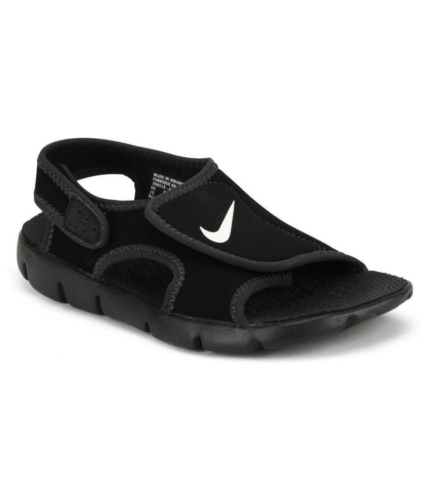 Nike Black Synthetic Leather Sandals - Buy Nike Black Synthetic Leather ...
