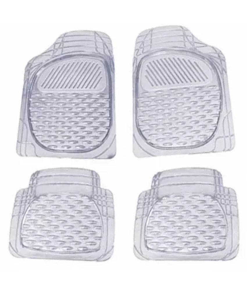Carizo Transparent Car Floor/Foot Mats White for Volkswagen Vento (2010