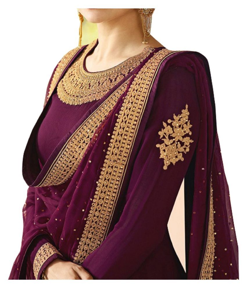 purple georgette gown