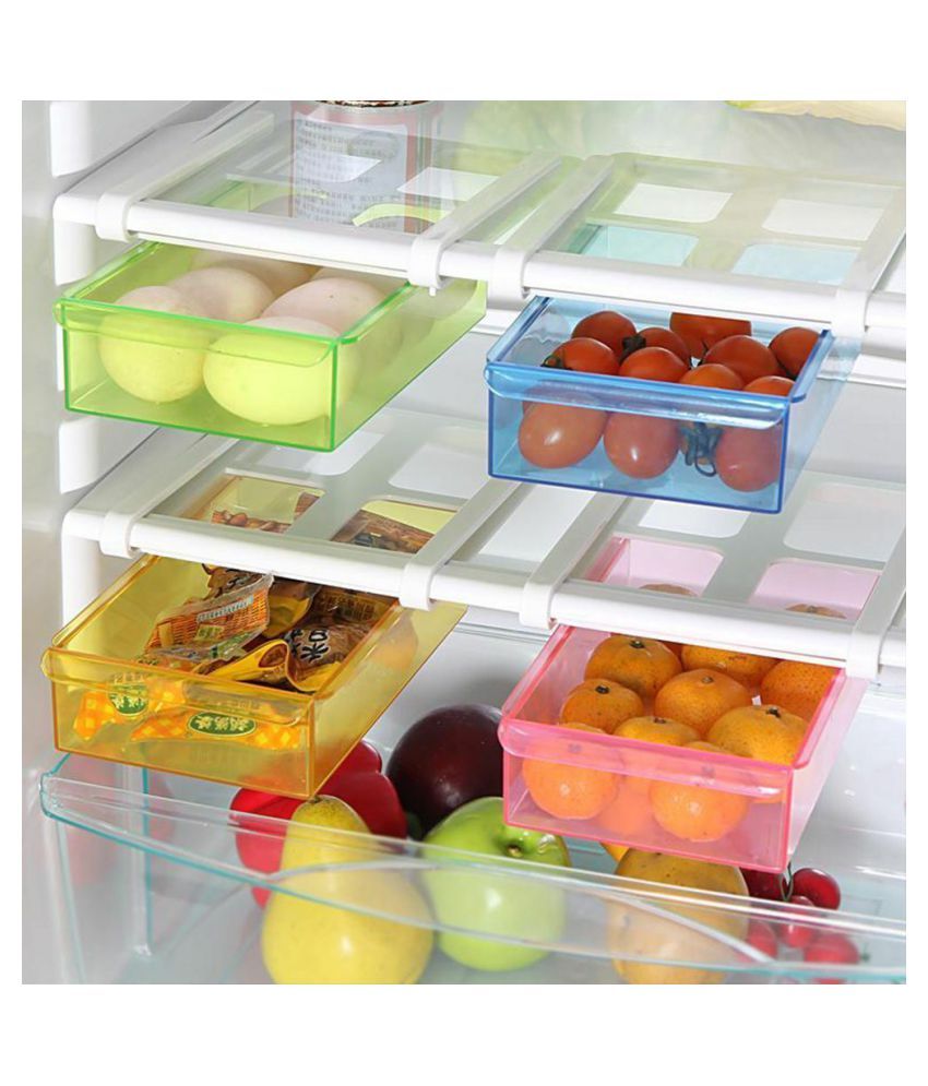 Vmoni Adjustable Fridge Storage Basket Expandable Fridge Storage Rack