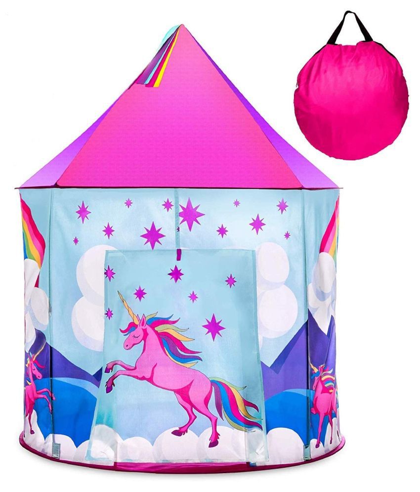 Webby Foldable Unicorn Castle Play Tent for Kids 10 Balls