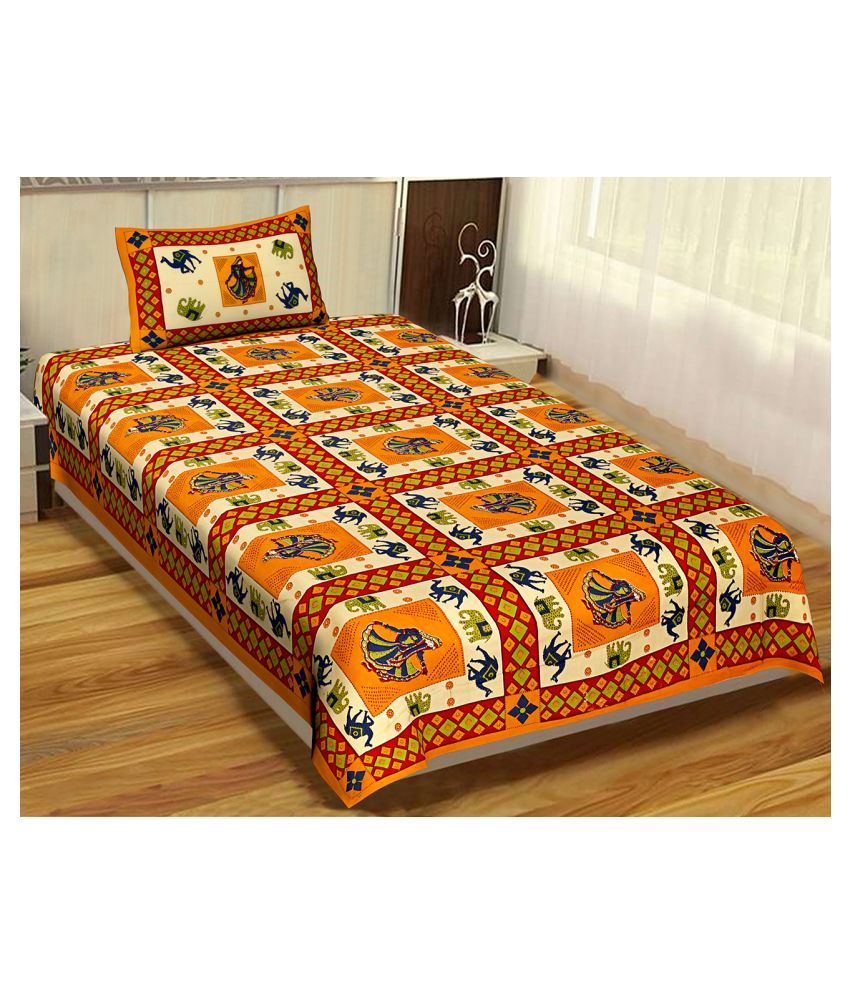     			Uniqchoice Cotton Single Bedsheet with 1 Pillow Cover ( 229 cm x 153 cm )