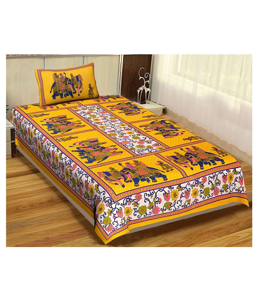     			Uniqchoice Cotton Single Bedsheet with 1 Pillow Cover