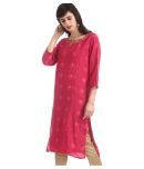 Karigari - Pink Rayon Women's Straight Kurti