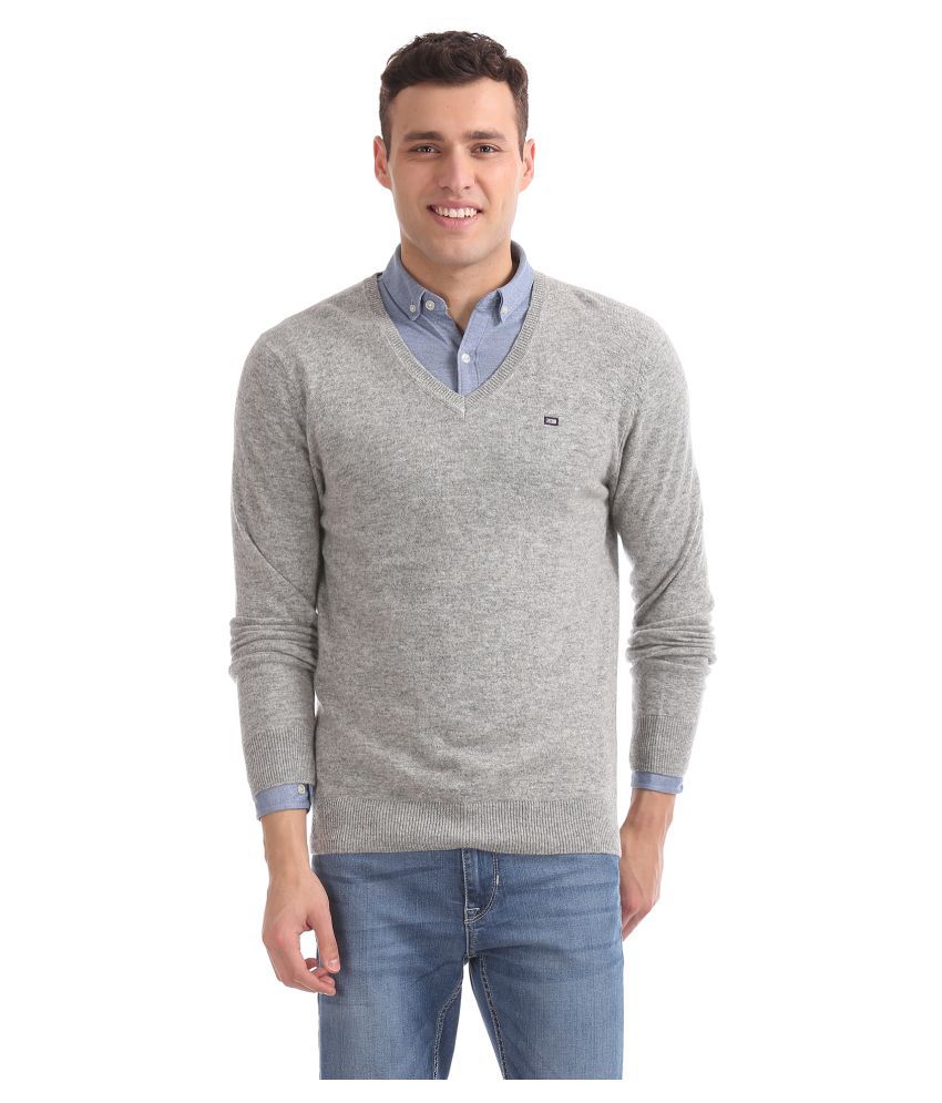 Arrow Grey V Neck Sweater - Buy Arrow Grey V Neck Sweater Online at ...